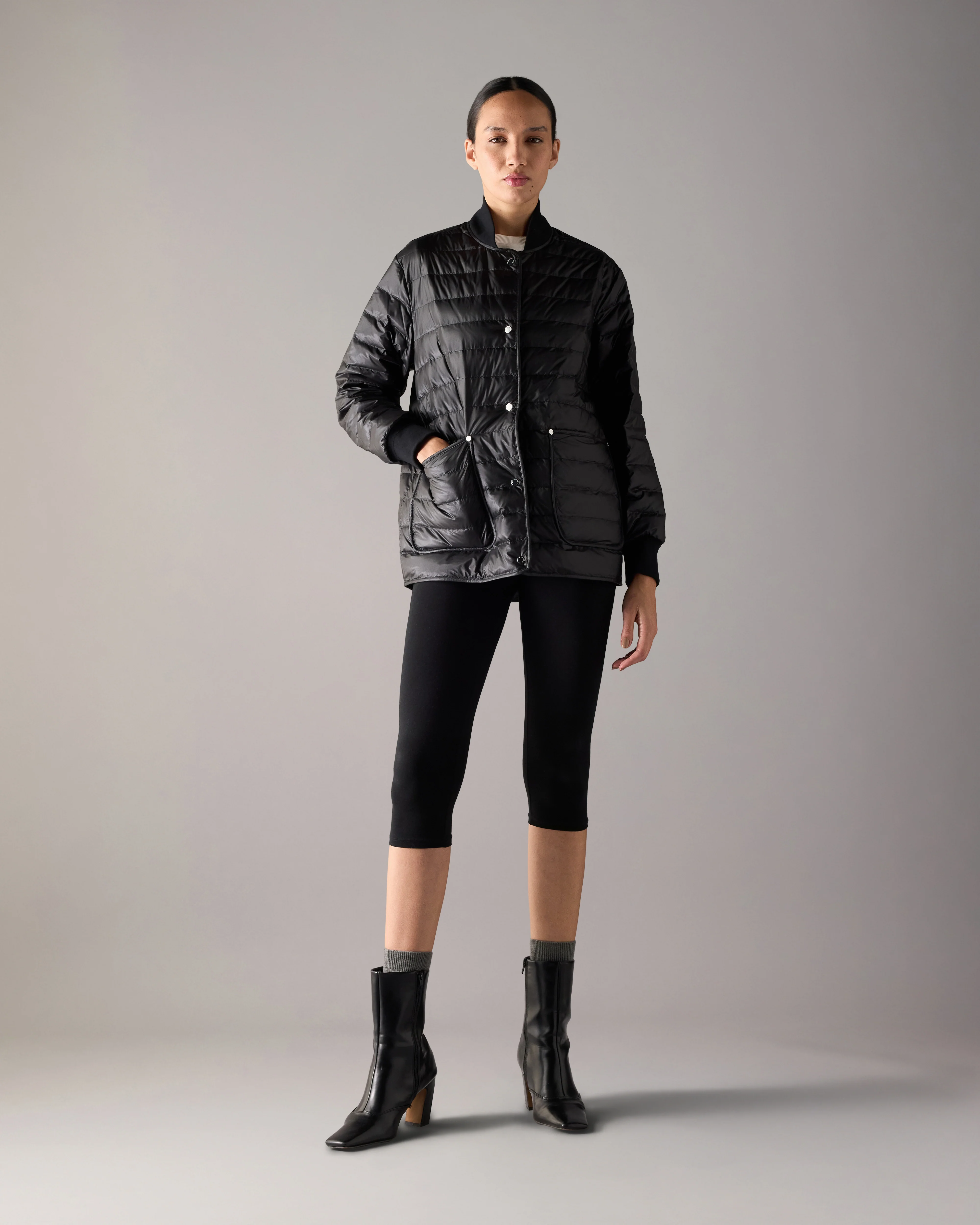 TRANSIT LIGHTWEIGHT DOWN BOMBER JACKET-ALABASTER