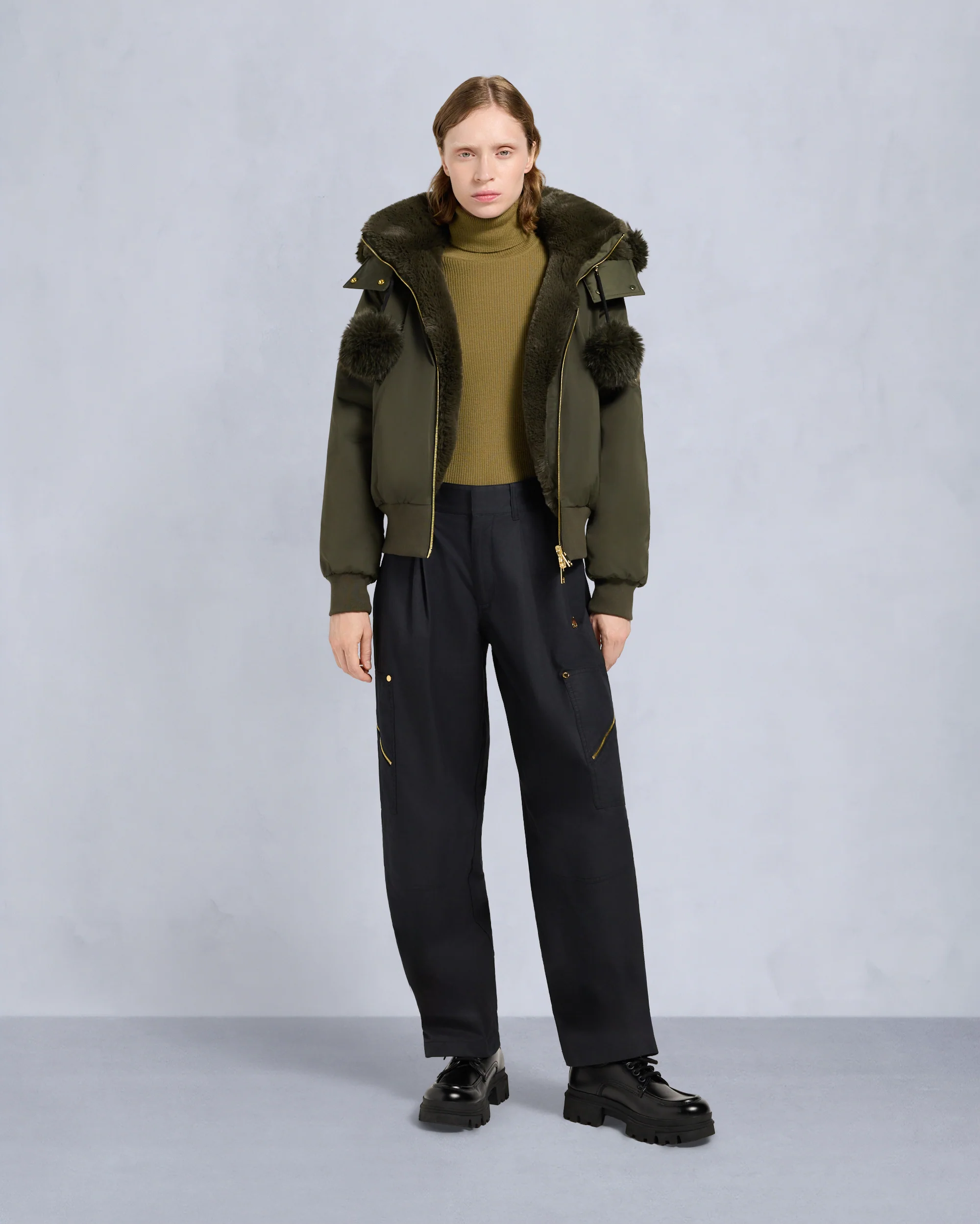 GOLD SERIES ORIGINAL SATIN DEBBIE BOMBER JACKET-BLACK
