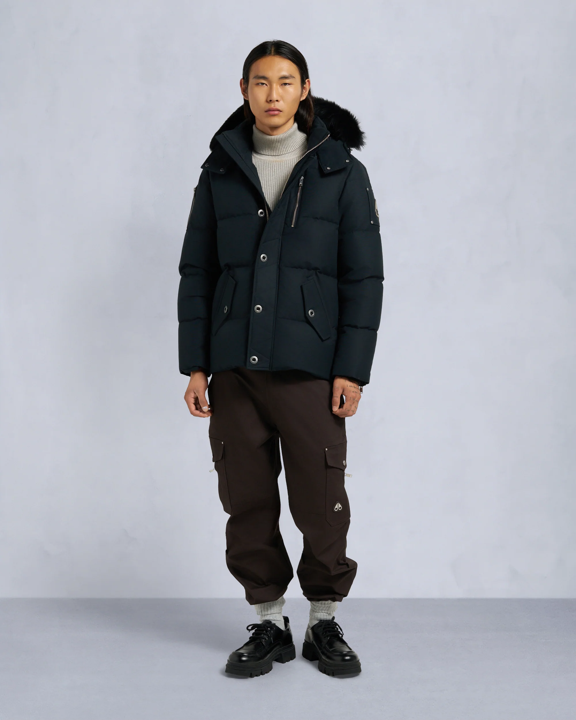 ORIGINAL SHEARLING TRIM 3Q JACKET-BLACK/NATURAL