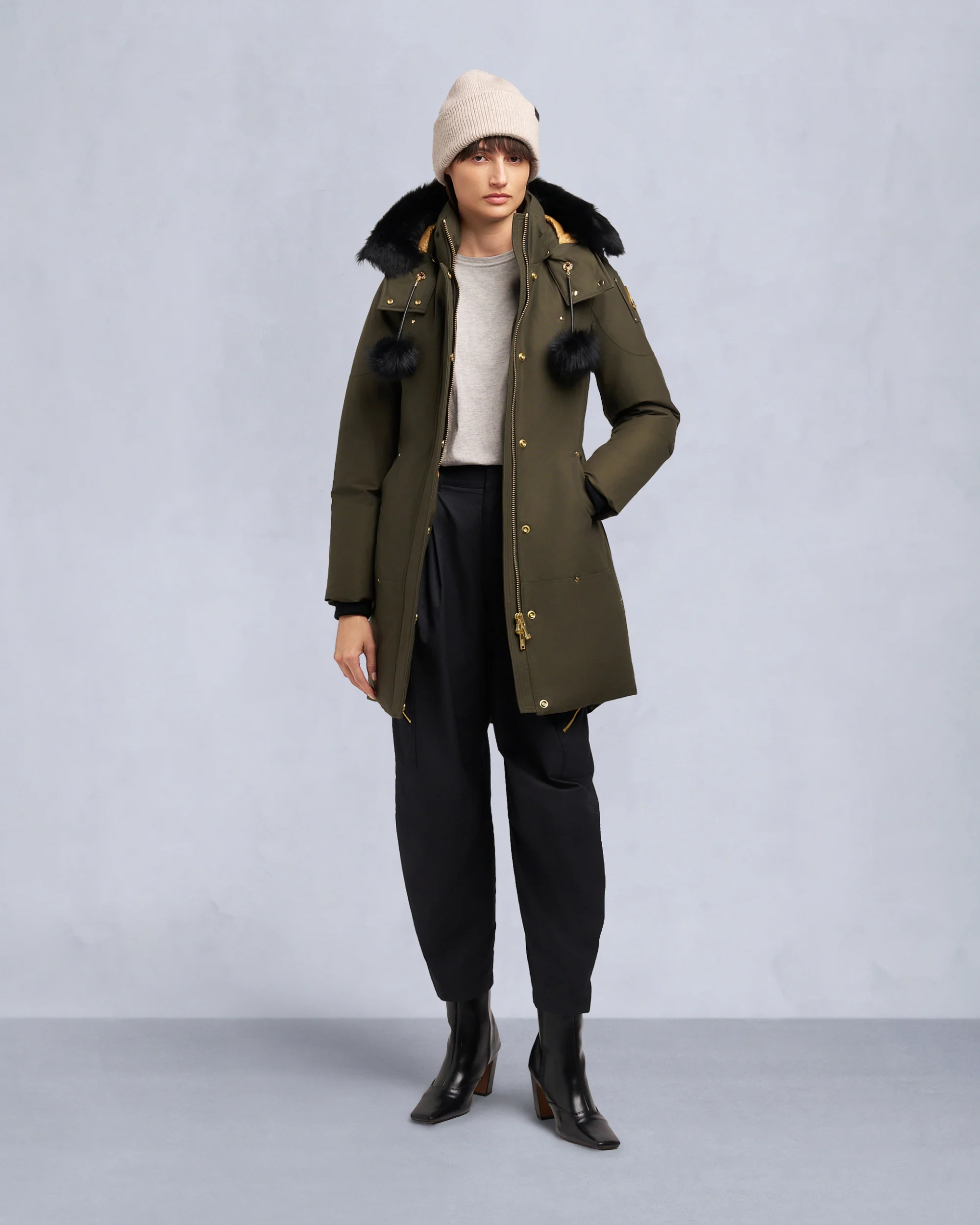 GOLD SERIES STIRLING SHEARLING TRIM PARKA-BLACK/BLACK