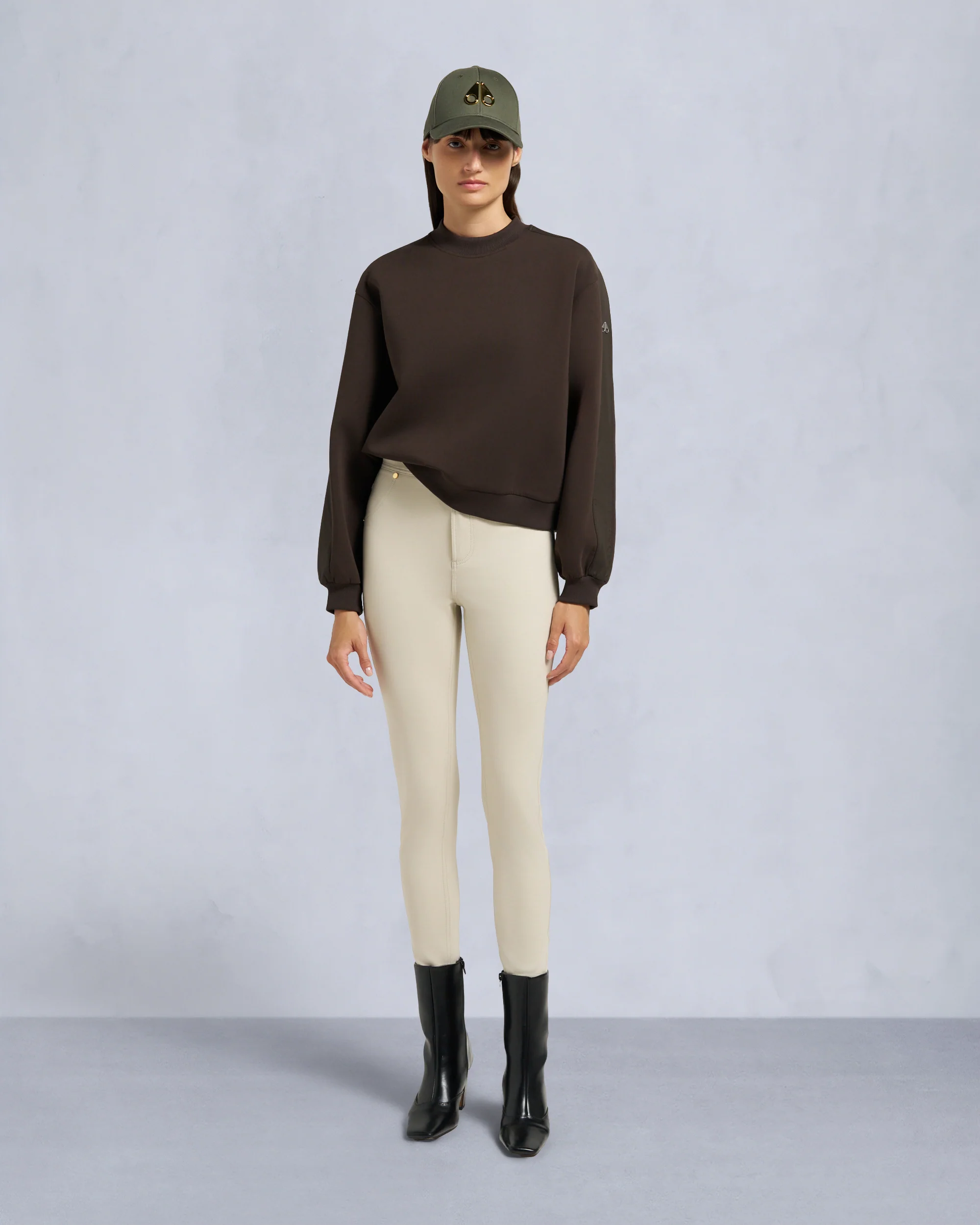 MIX MEDIA CREWNECK SWEATSHIRT-ESPRESSO