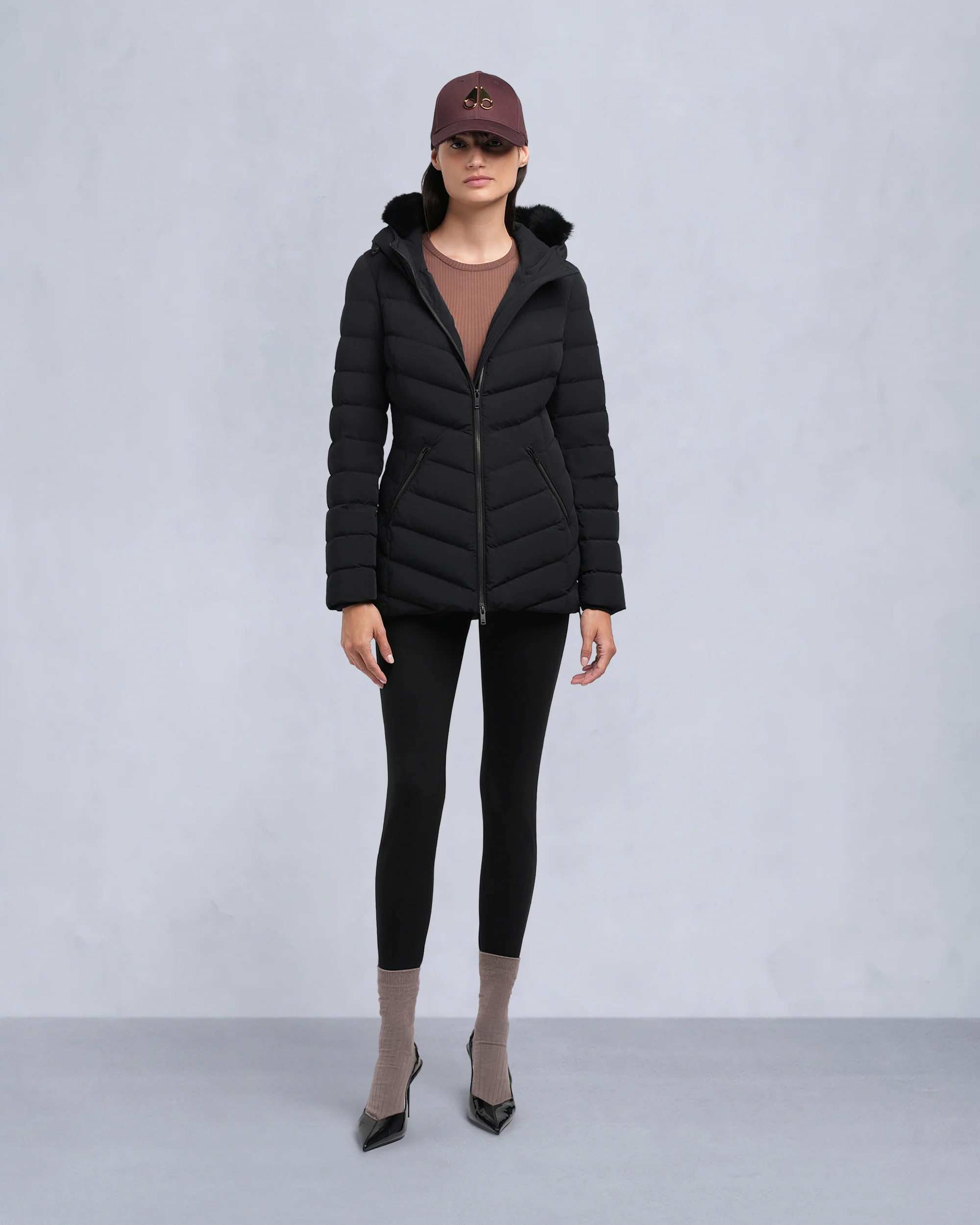 ROSELAWN SHEARLING TRIM JACKET-NAVY/BLACK