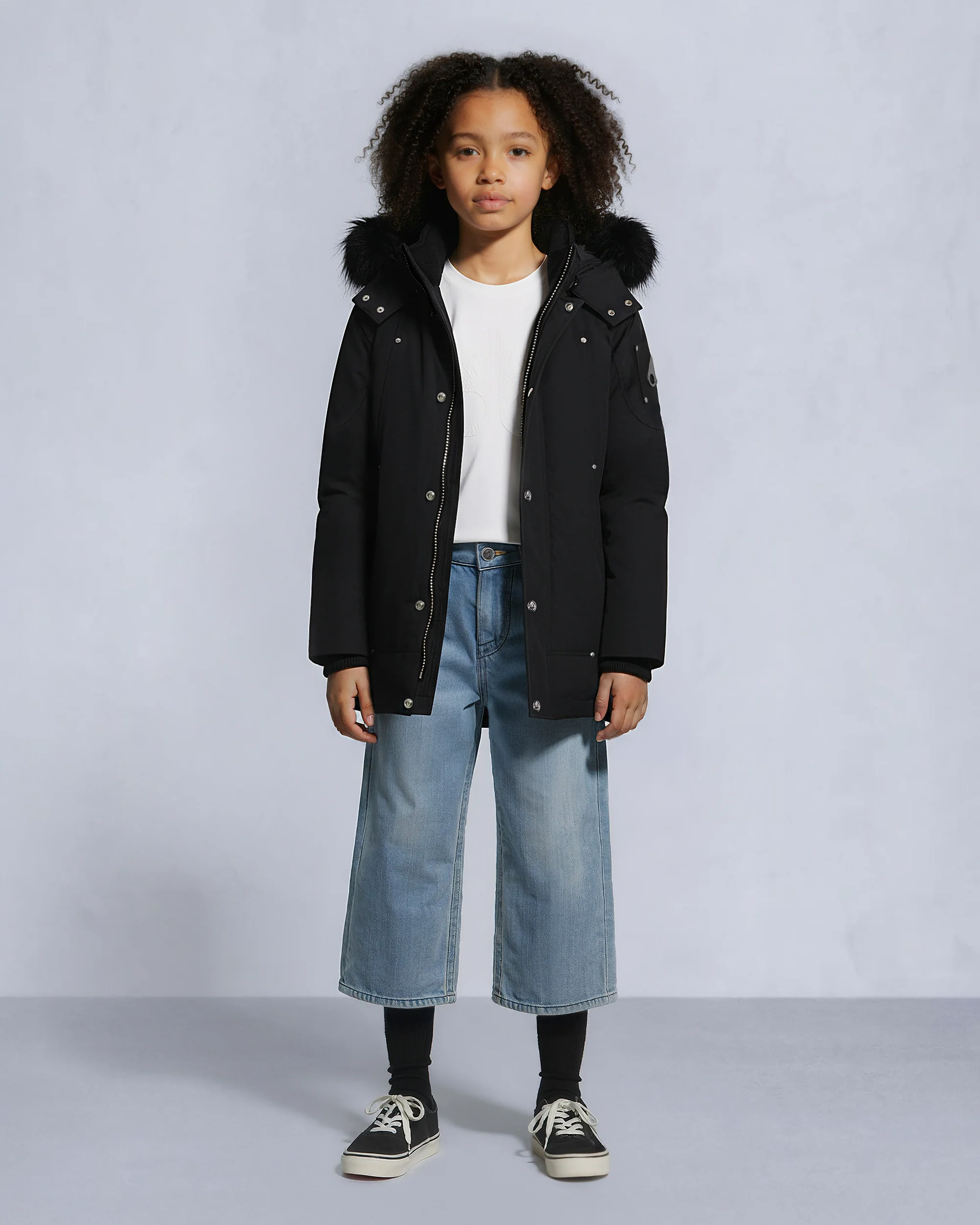 KIDS UNISEX ORIGINAL SHEARLING TRIM PARKA-BLACK/BLACK