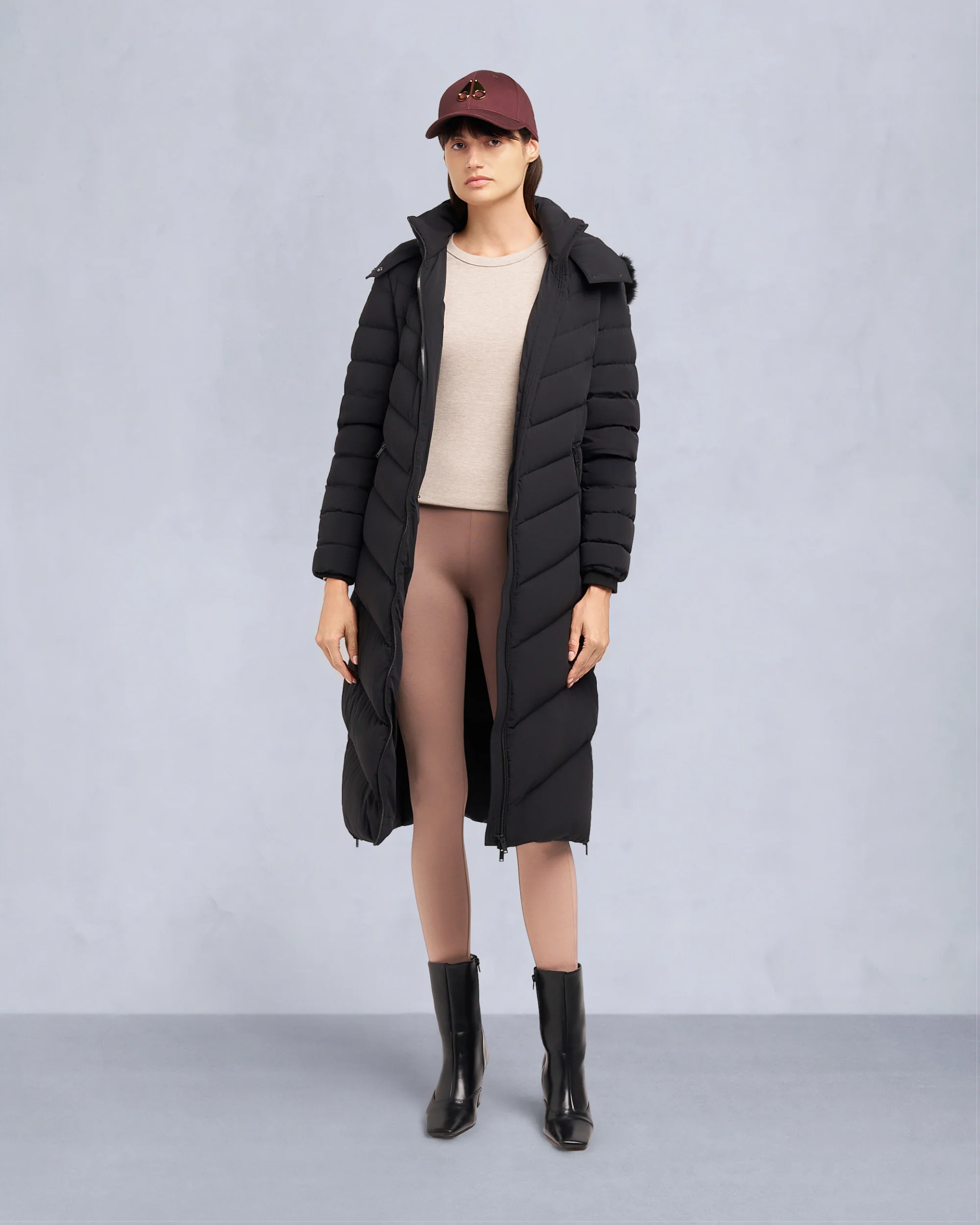 COOPER LAKE SHEARLING TRIM PARKA-BLACK/BLACK