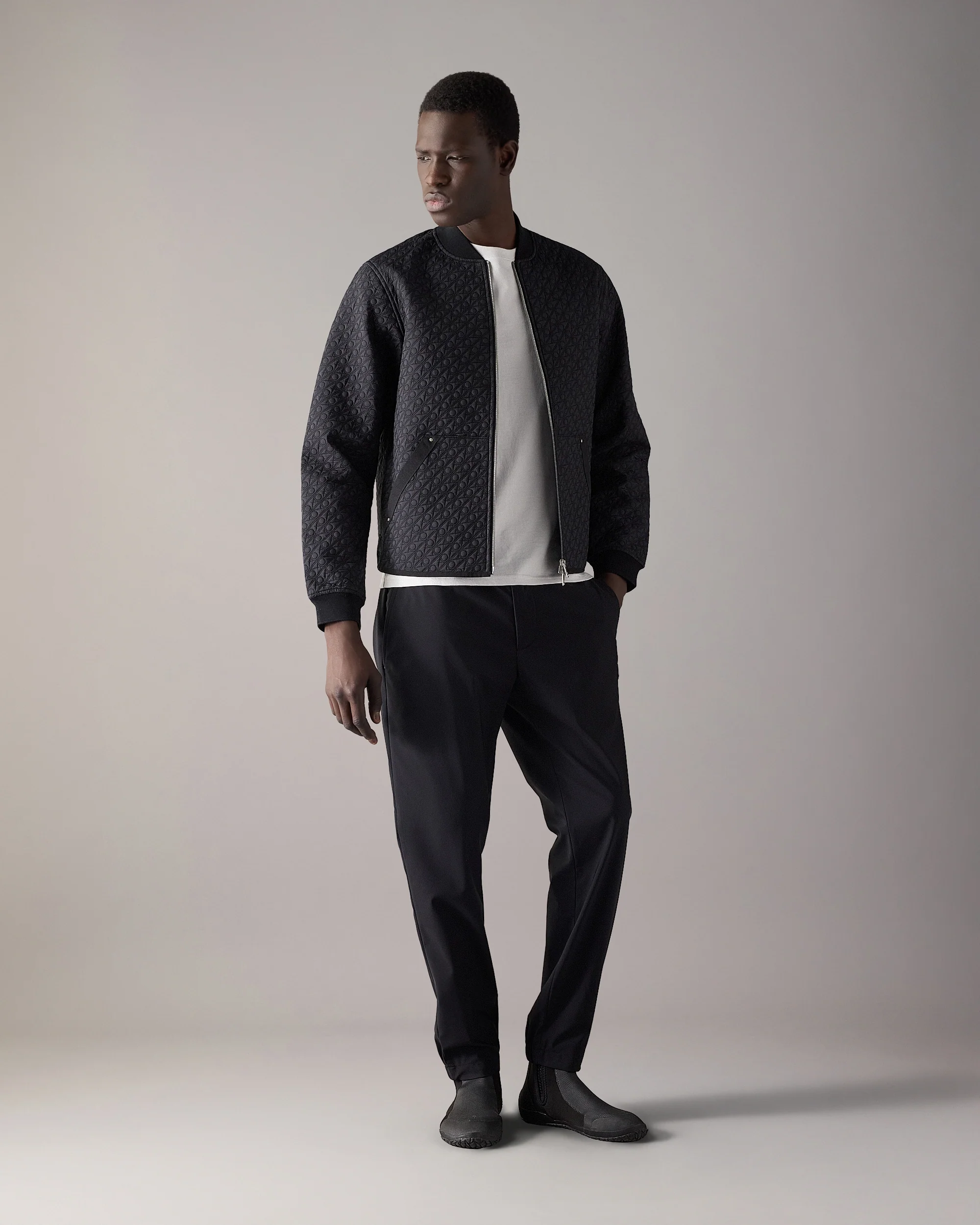 TRANSIT LINER MONOGRAM BOMBER JACKET -BLACK