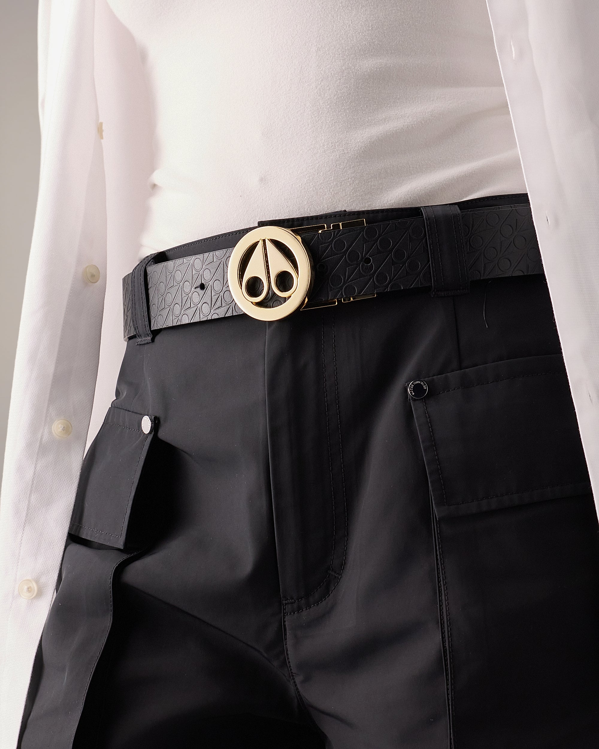 GOLD SERIES CIRCULAR LOGO ICON LEATHER BELT-GOLD