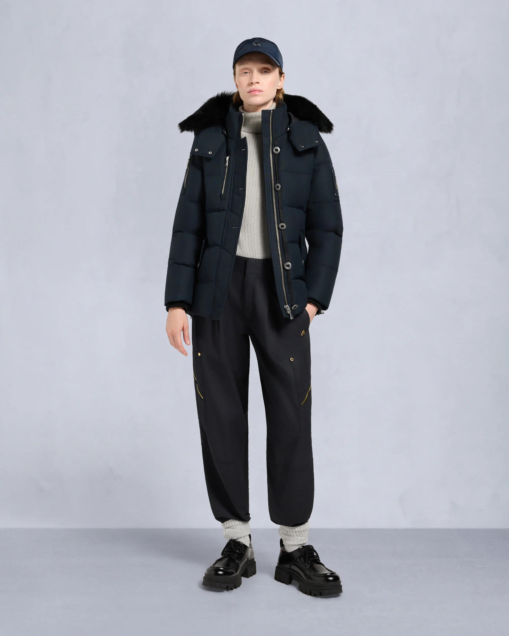 ORIGINAL SHEARLING TRIM 3Q JACKET-BLACK/BLACK