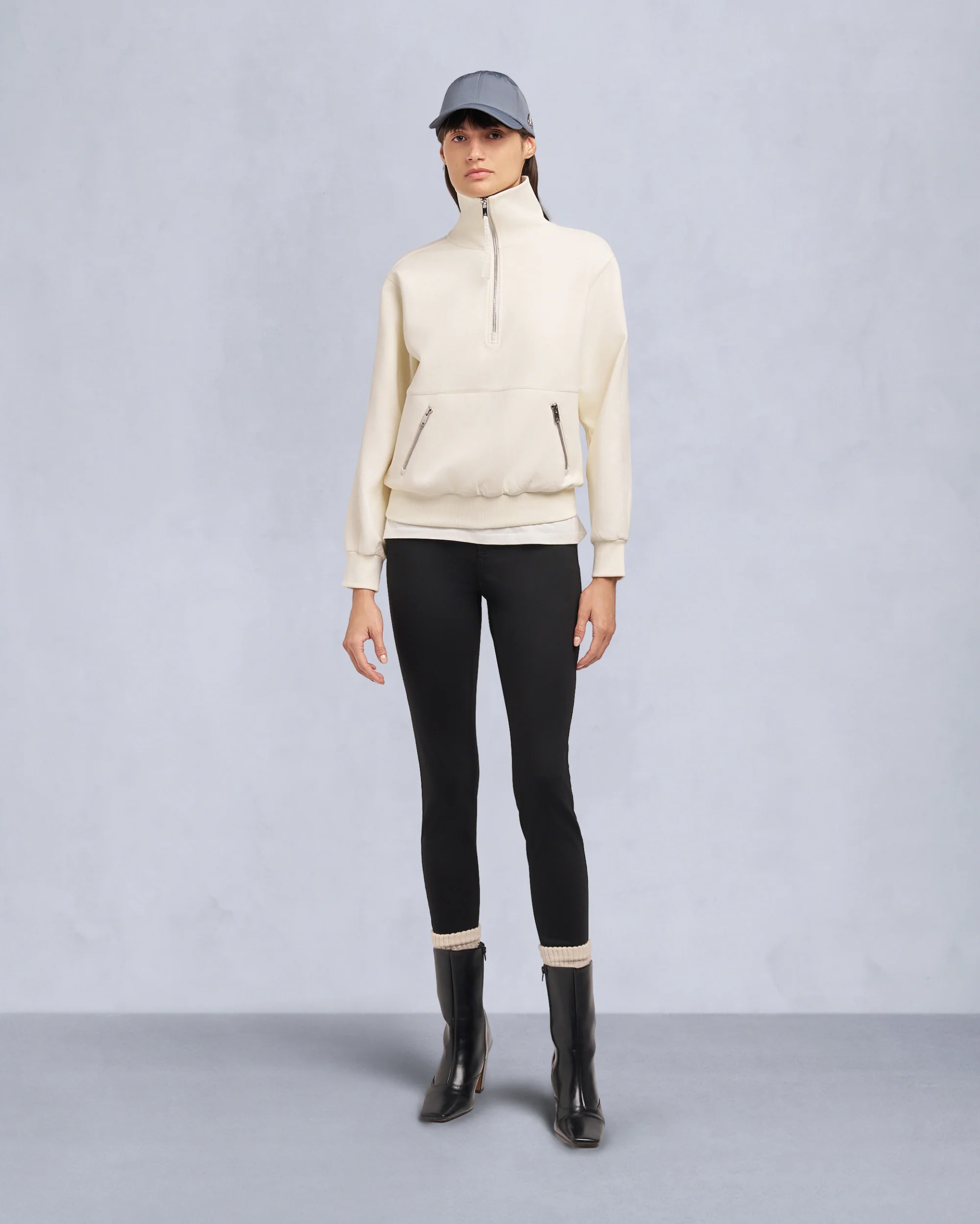 MIX MEDIA QUARTER ZIP SWEATER-ESPRESSO