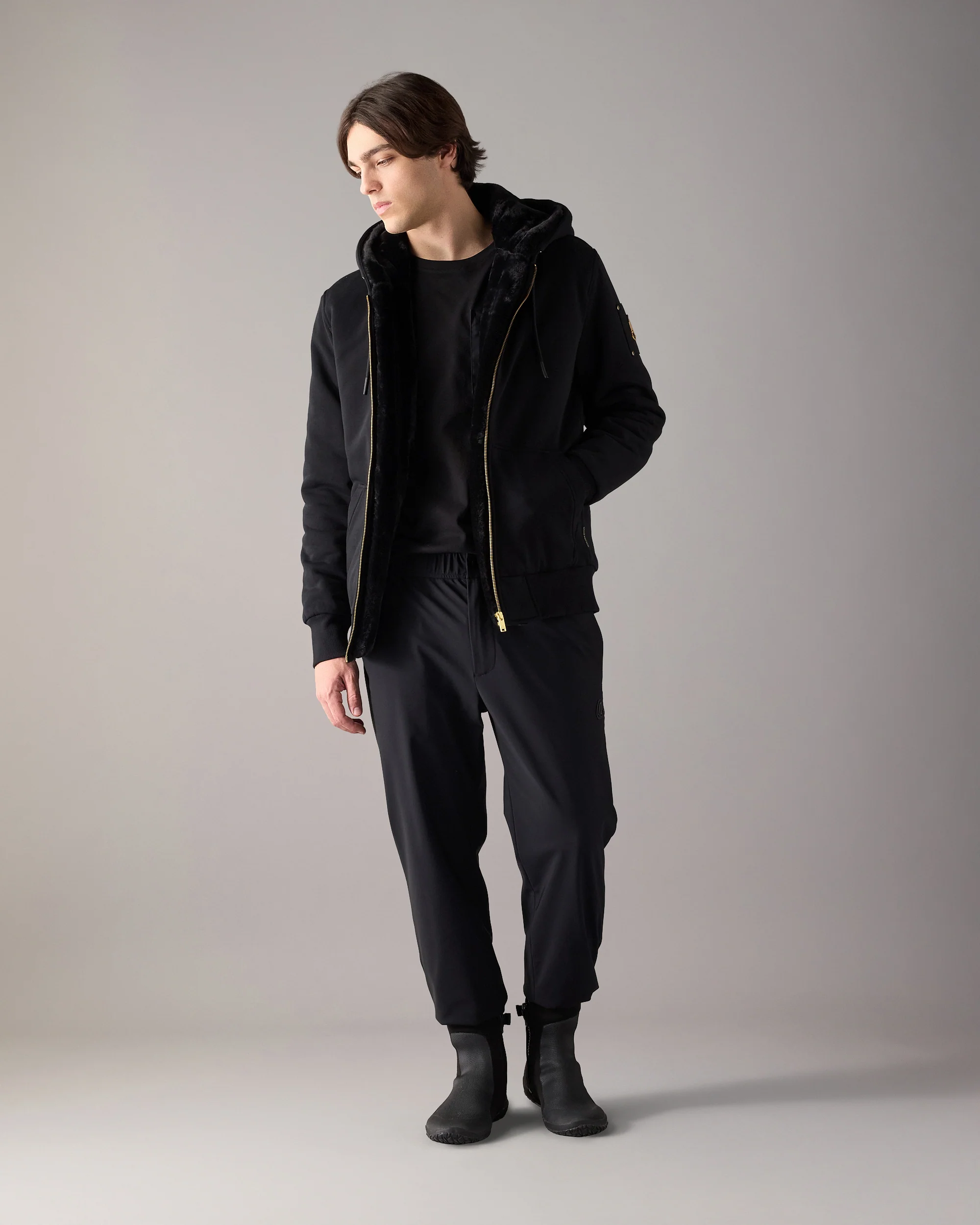 GOLD SERIES LINDEN BUNNY HOODIE-BLACK/BLACK FAUX