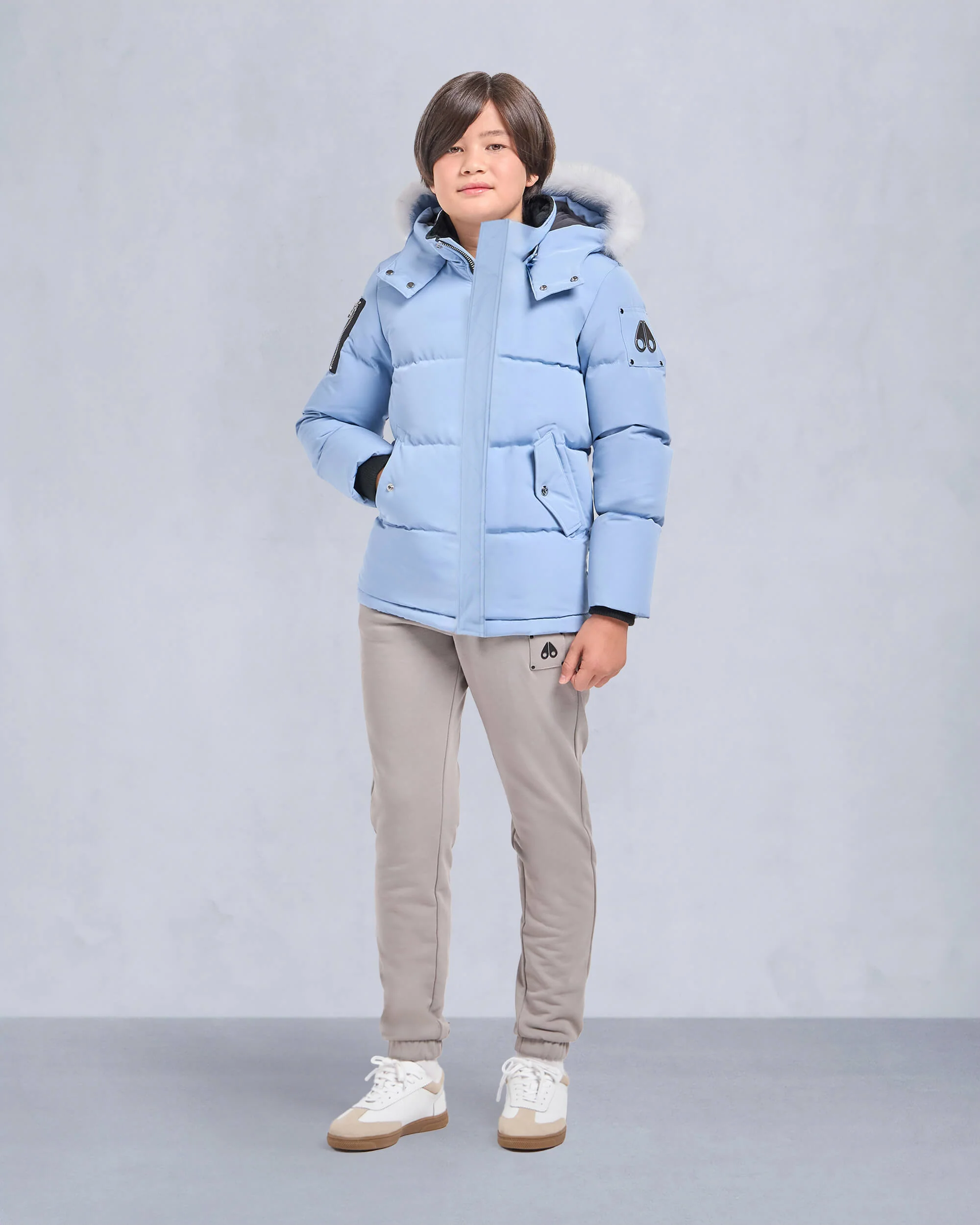 KIDS UNISEX ORIGINAL SHEARLING TRIM 3Q JACKET-MAUVE/ALABASTER