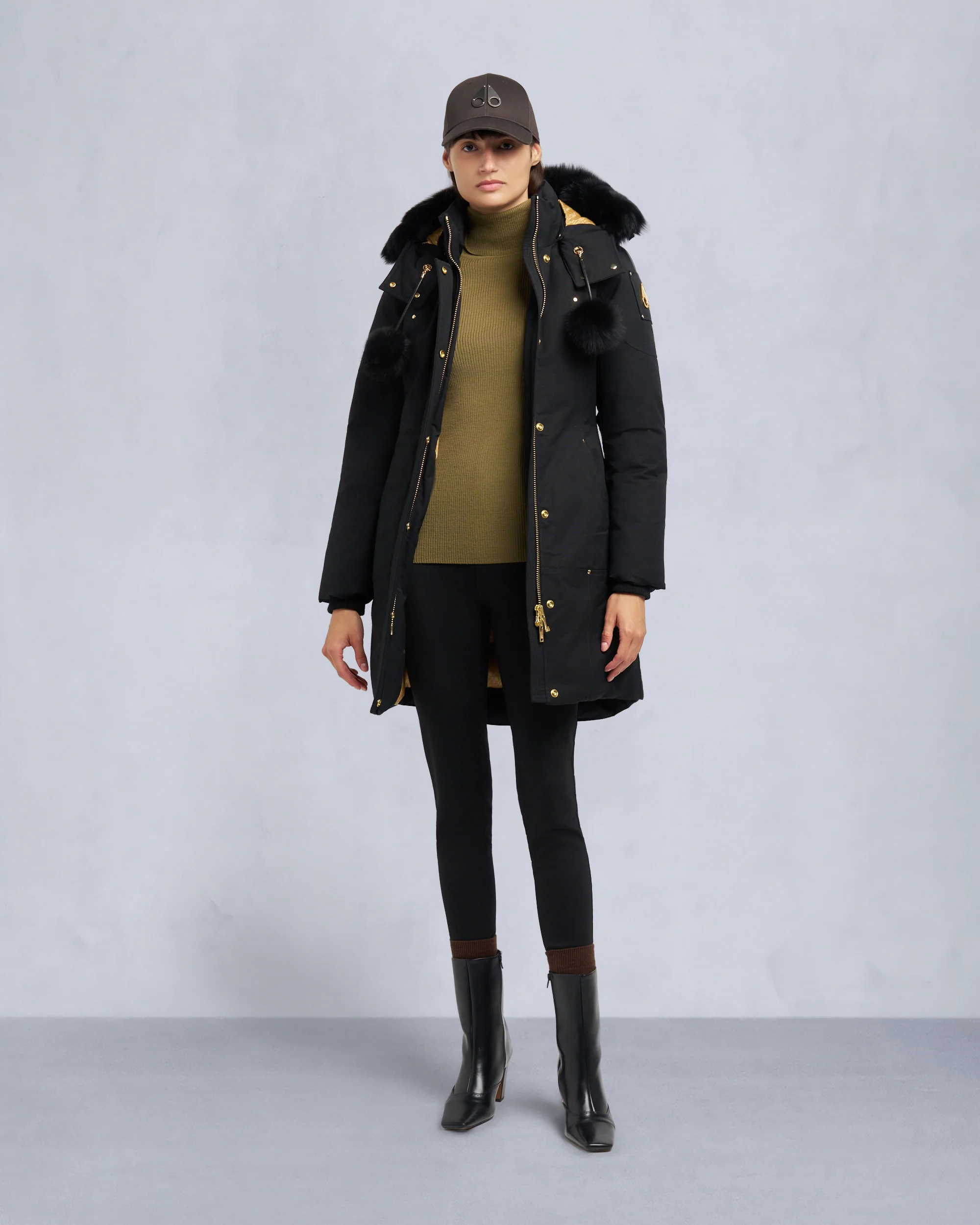 GOLD SERIES STIRLING SHEARLING TRIM PARKA-BLACK/BLACK
