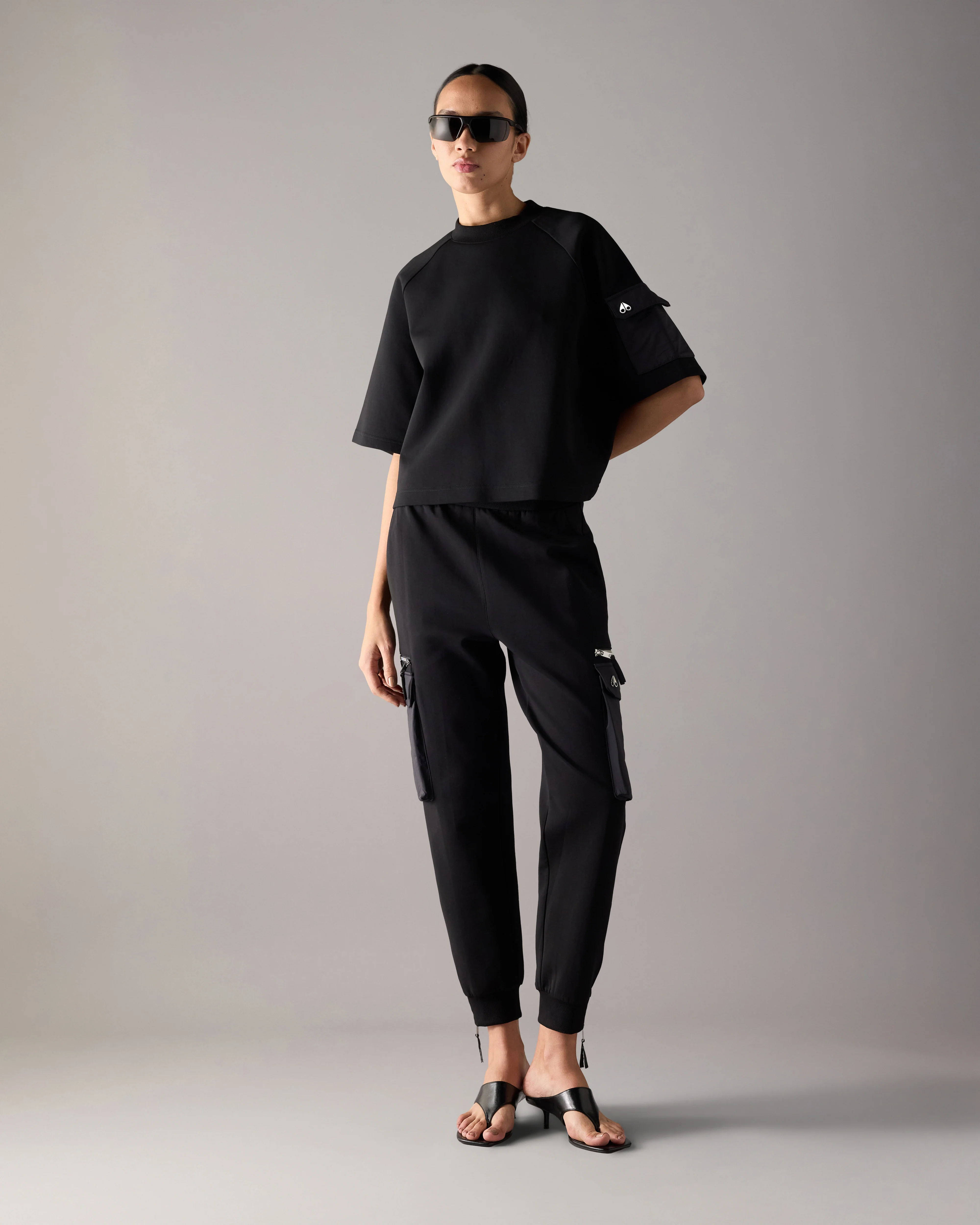 MIXED MEDIA NEOPRENE T-SHIRT-BLACK