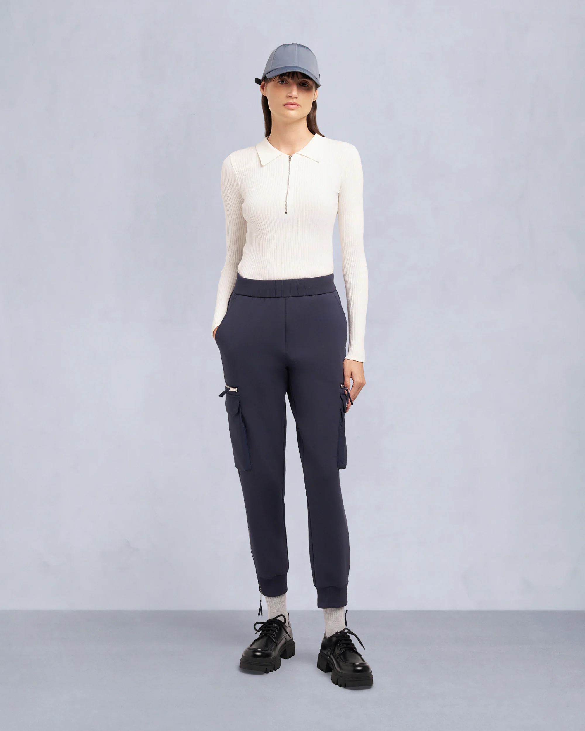 MIXED MEDIA NEOPRENE JOGGERS-BLACK