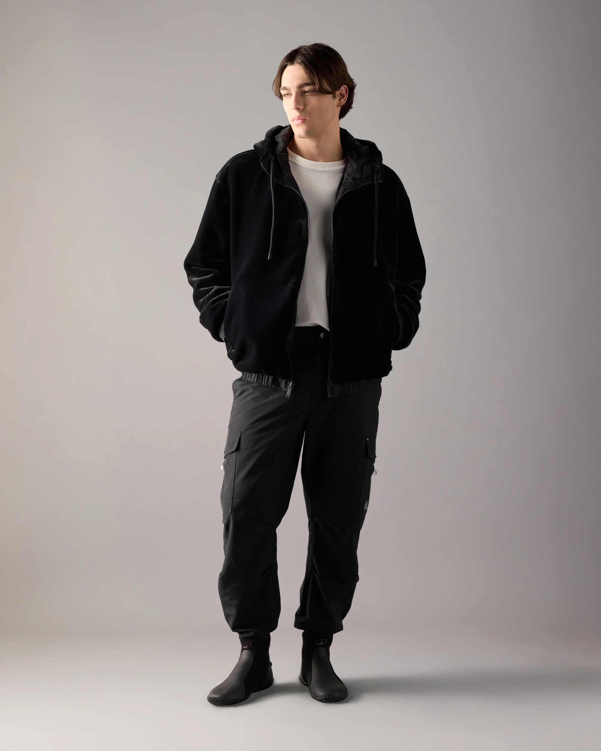 BORDEN BUNNY REVERSIBLE MONOGRAM HOODIE-BLACK/BLACK MONOGRAM