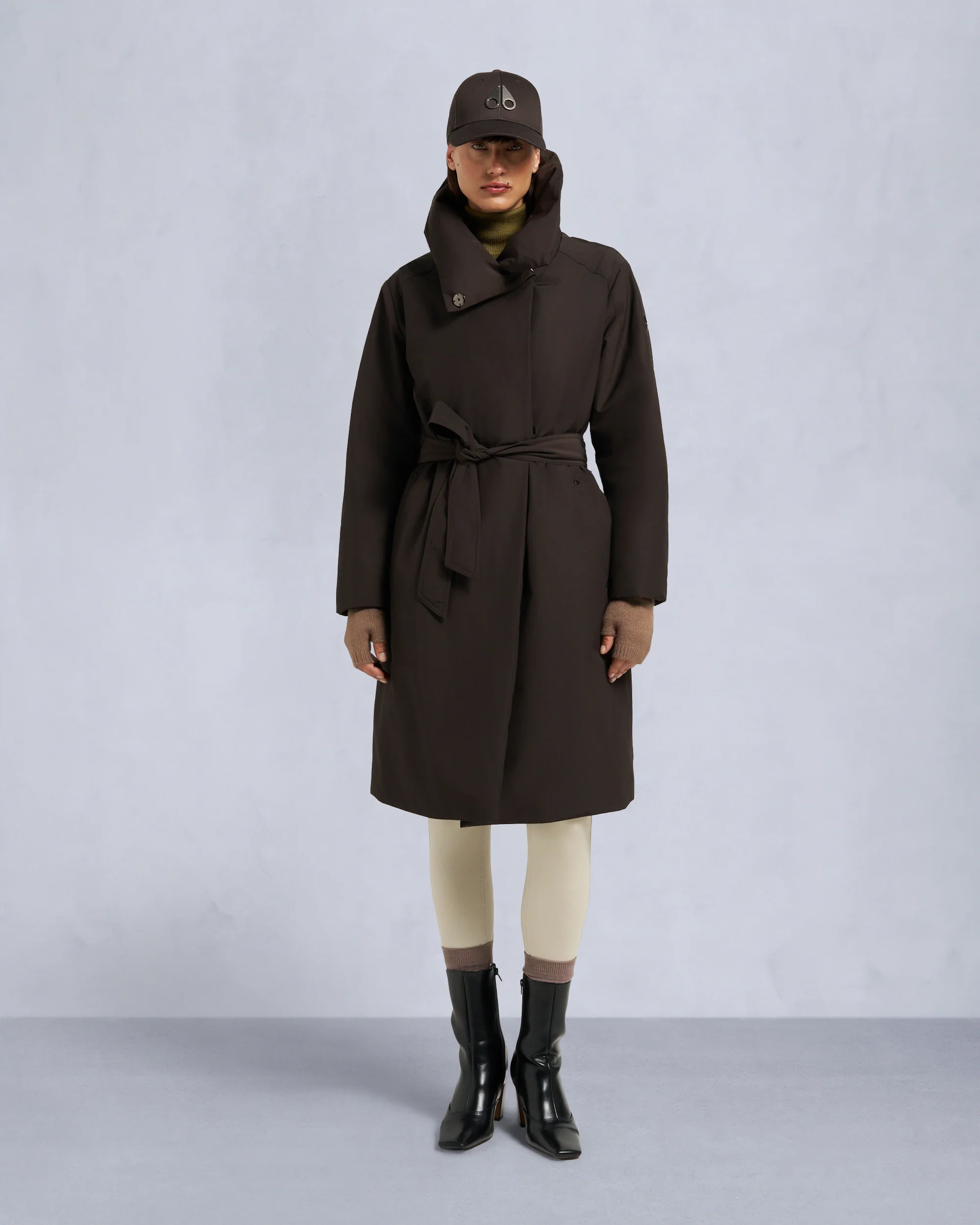 LONDSDALE LONG WRAP JACKET-ESPRESSO
