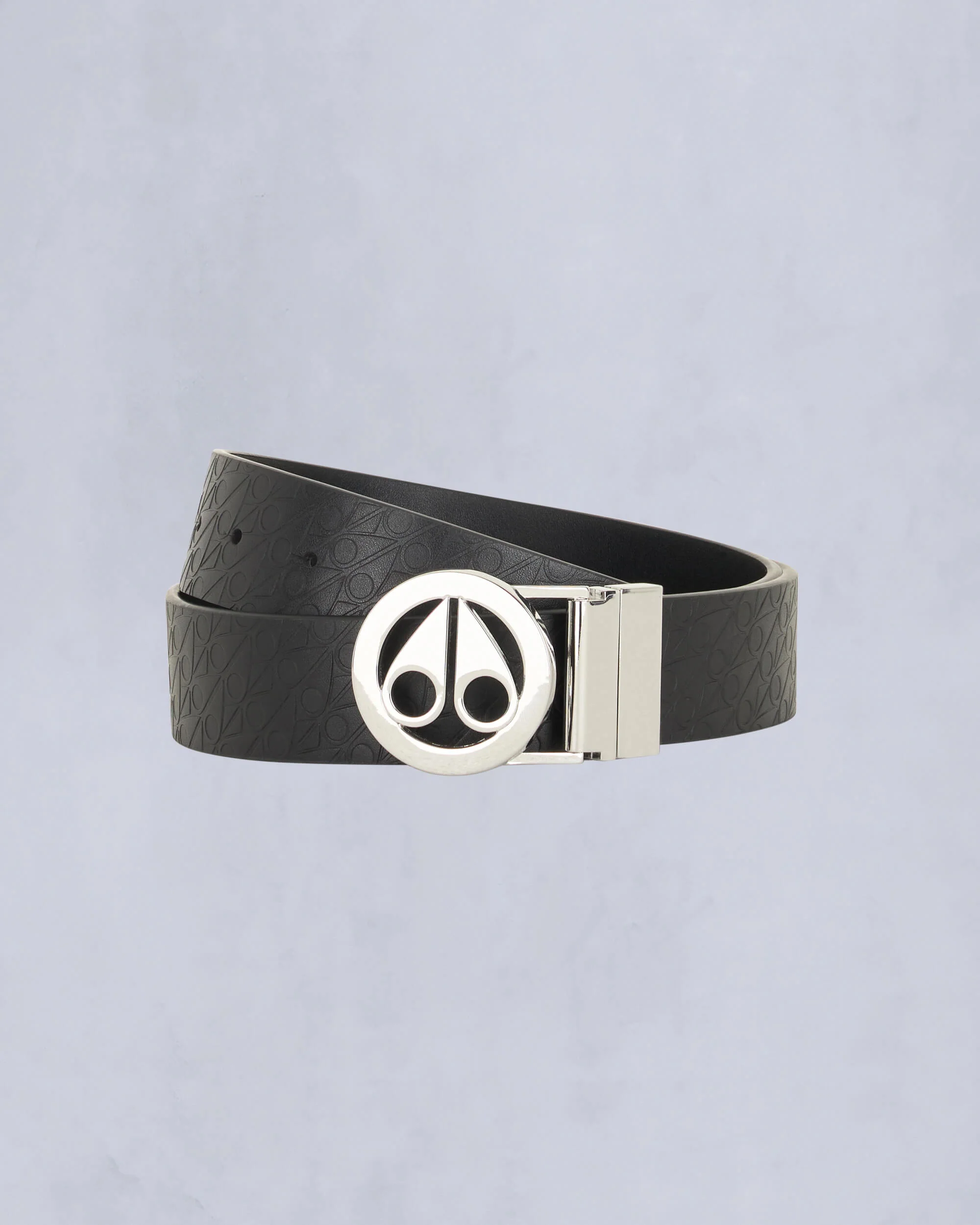 CIRCULAR LOGO ICON LEATHER BELT-SILVER