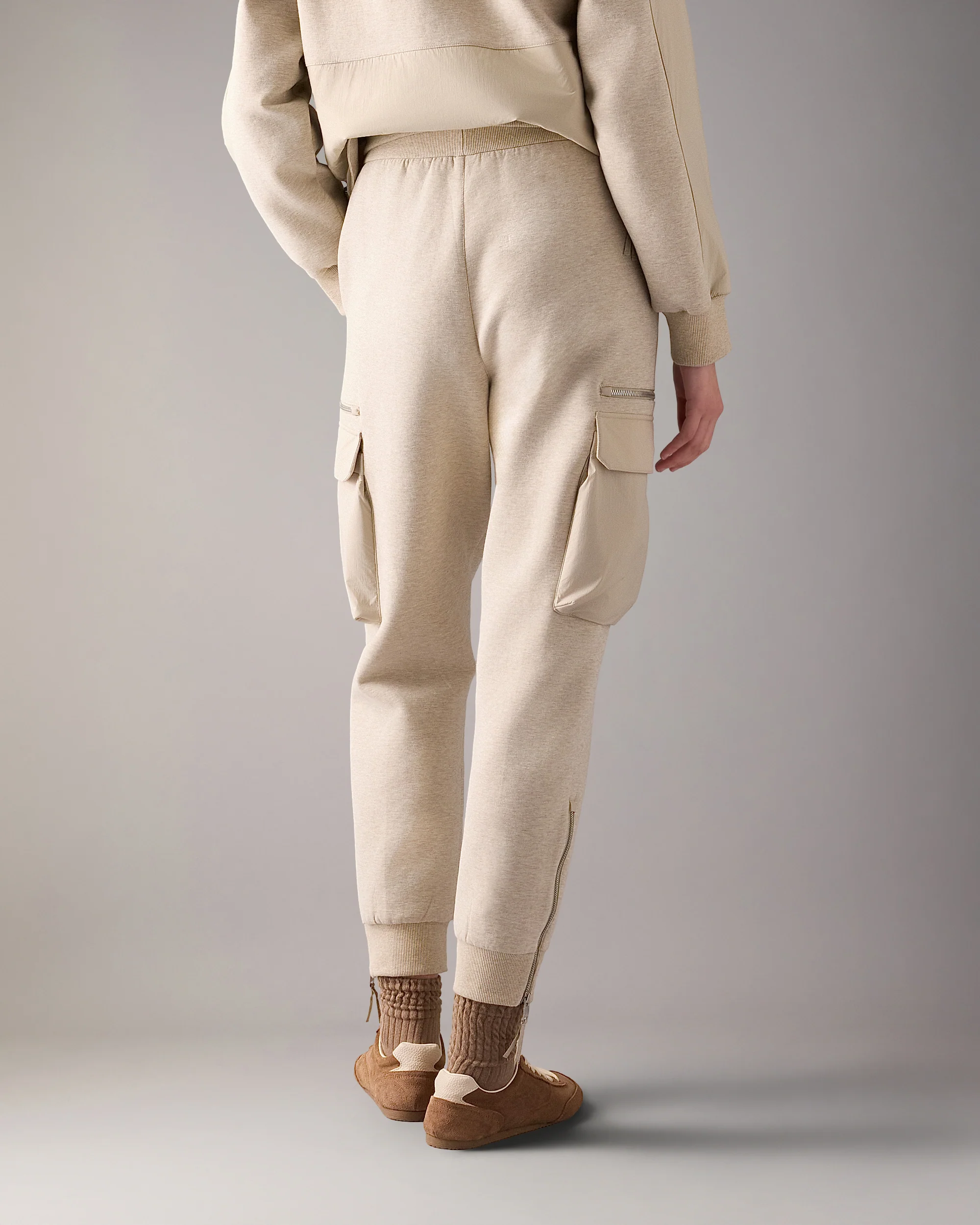 MIXED MEDIA NEOPRENE JOGGERS-OAT MELANGE