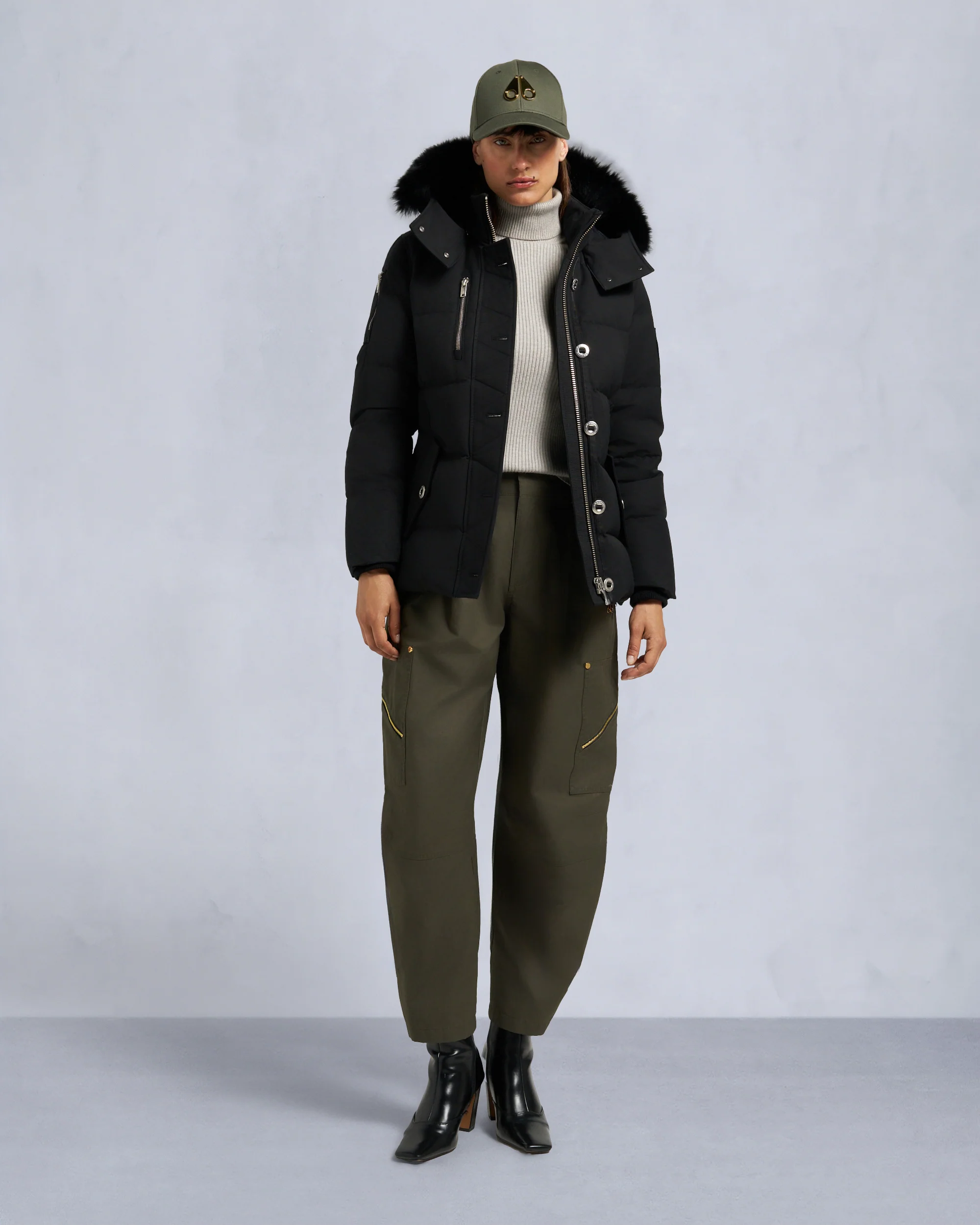 ORIGINAL SHEARLING TRIM 3Q JACKET-BLACK/BLACK