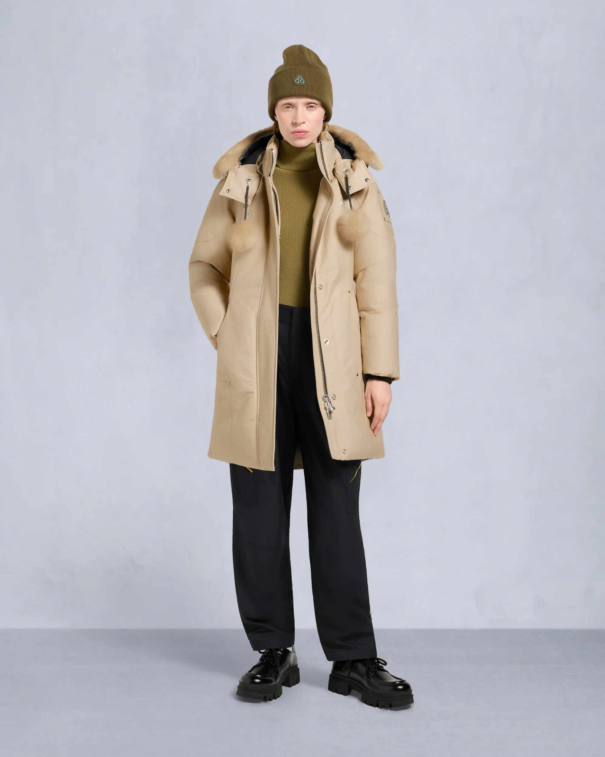 ORIGINAL STIRLING SHEARLING TRIM PARKA-NAVY/NATURAL
